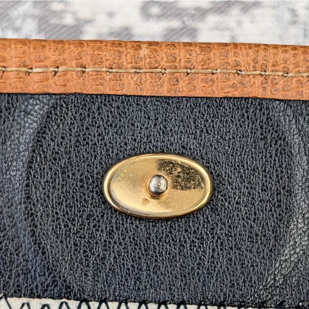 Carlos‎ Falchi Patchwork Leather Clutch Handbag Brown Black Tan Exotic Skin